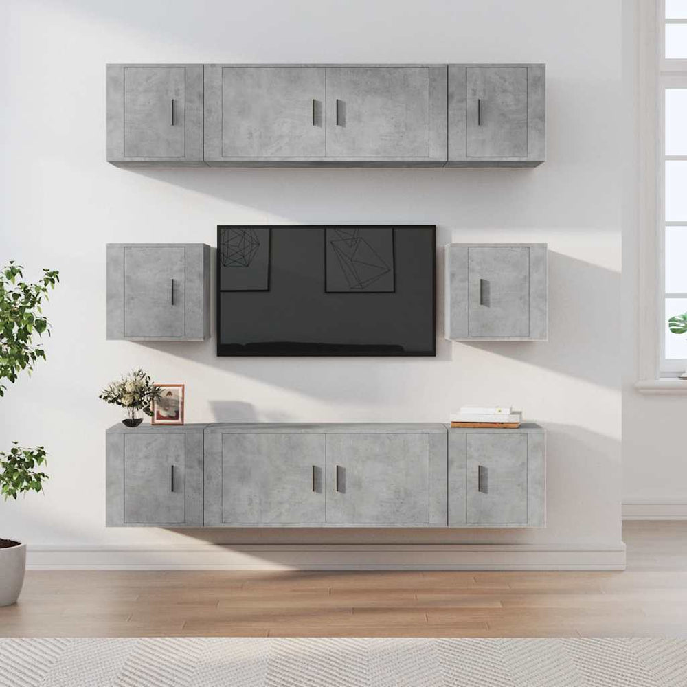 vidaXL 8-Piece TV Cabinet Set Concrete Grey Engineered Wood