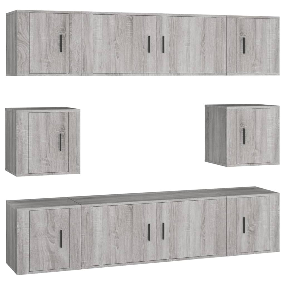 vidaXL 8-Piece TV Cabinet Set Grey Sonoma Engineered Wood