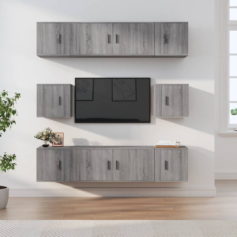 vidaXL 8-Piece TV Cabinet Set Grey Sonoma Engineered Wood