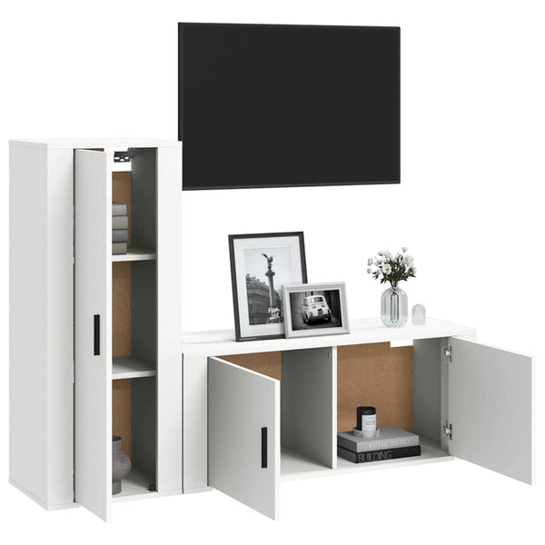 vidaXL 2-Piece TV Cabinet Set White Engineered Wood