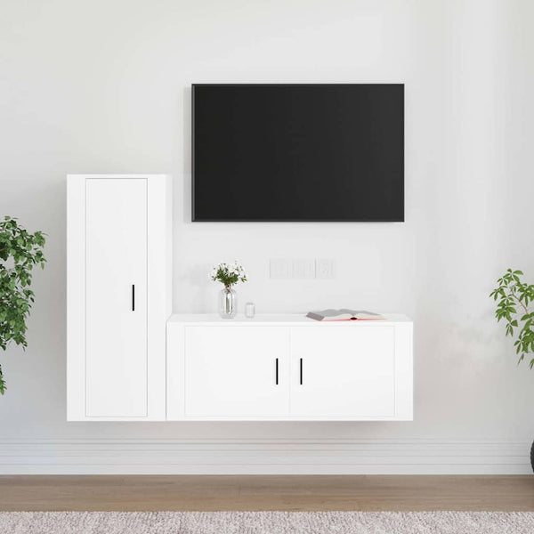 vidaXL 2-Piece TV Cabinet Set White Engineered Wood