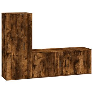 vidaXL 2-Piece TV Cabinet Set Smoked Oak Engineered Wood