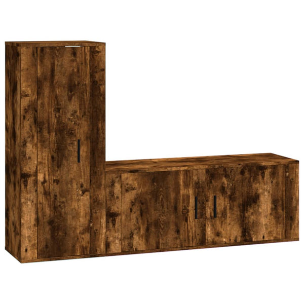 vidaXL 2-Piece TV Cabinet Set Smoked Oak Engineered Wood