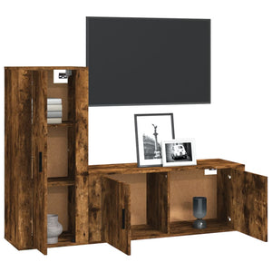 vidaXL 2-Piece TV Cabinet Set Smoked Oak Engineered Wood