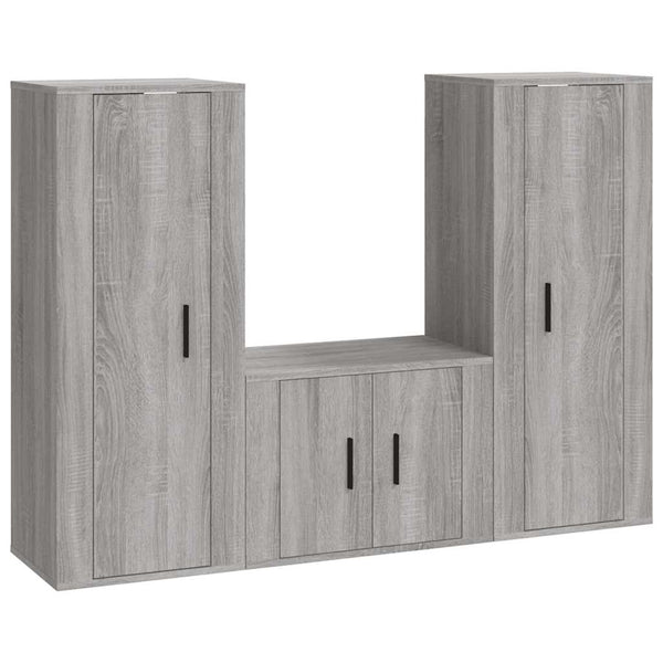 vidaXL 3-Piece TV Cabinet Set Grey Sonoma Engineered Wood