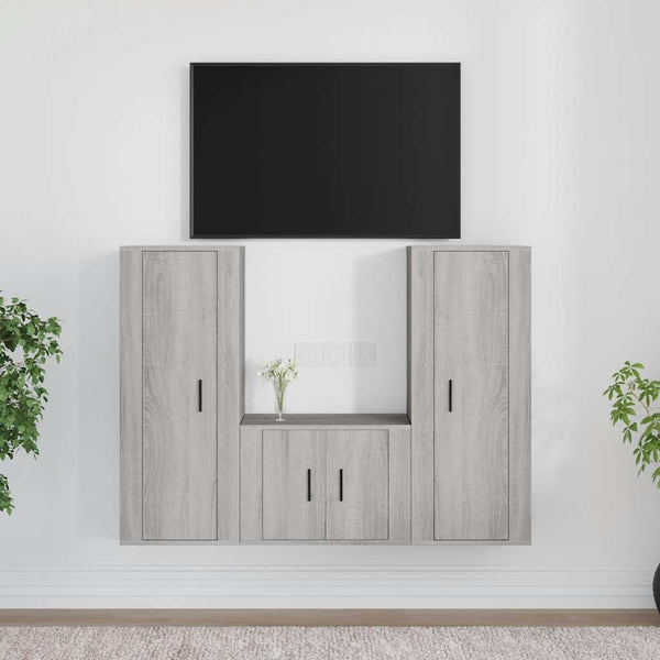 vidaXL 3-Piece TV Cabinet Set Grey Sonoma Engineered Wood