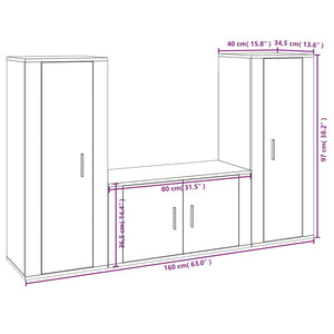3-tlg. TV-Schrank-Set Hochglanz-Weiß Holzwerkstoff