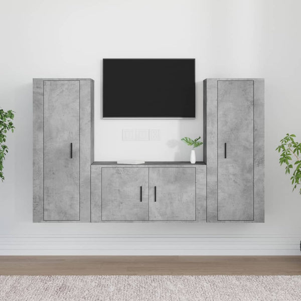 vidaXL 3-Piece TV Cabinet Set Concrete Grey Engineered Wood