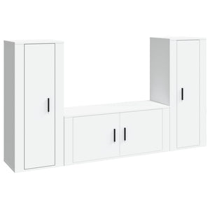 vidaXL 3-Piece TV Cabinet Set White Engineered Wood