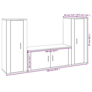 vidaXL 3-Piece TV Cabinet Set White Engineered Wood