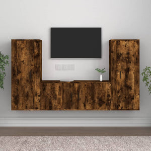 vidaXL 3-Piece TV Cabinet Set Smoked Oak Engineered Wood