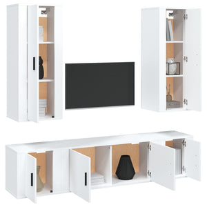 vidaXL 5-Piece TV Cabinet Set White Engineered Wood