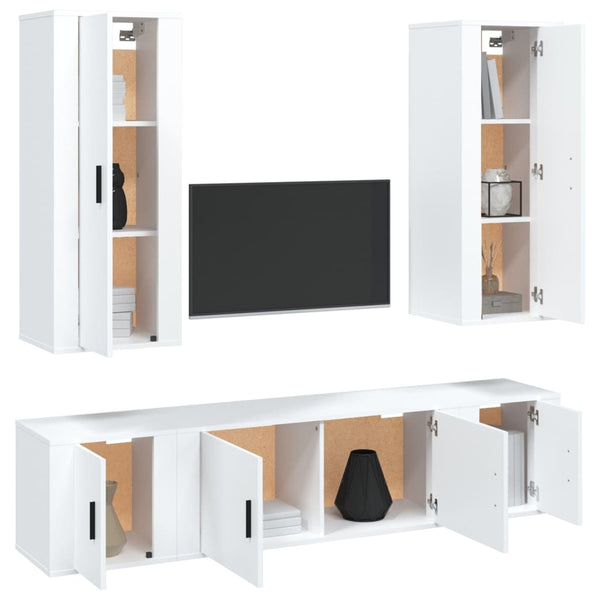 vidaXL 5-Piece TV Cabinet Set White Engineered Wood