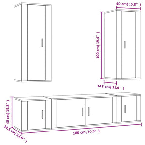 vidaXL 5-Piece TV Cabinet Set White Engineered Wood