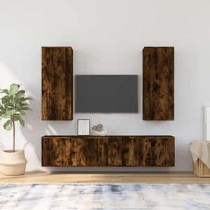 vidaXL 5-Piece TV Cabinet Set Smoked Oak Engineered Wood