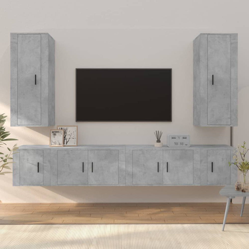 vidaXL 6-Piece TV Cabinet Set Concrete Grey Engineered Wood