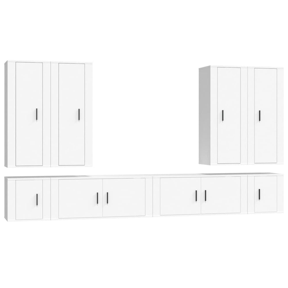 vidaXL 8-Piece TV Cabinet Set White Engineered Wood