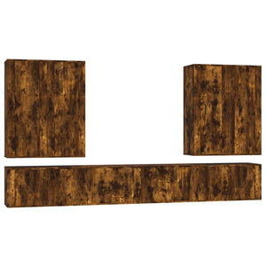 vidaXL 8-piece TV Cabinet Set Smoked Oak Engineered Wood