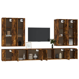 vidaXL 8-piece TV Cabinet Set Smoked Oak Engineered Wood