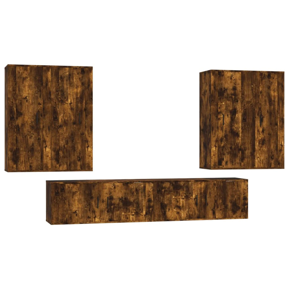 vidaXL 6-Piece TV Cabinet Set Smoked Oak Engineered Wood