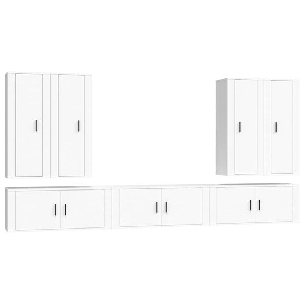 vidaXL 7-Piece TV Cabinet Set White Engineered Wood
