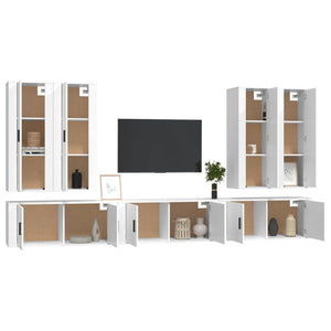 vidaXL 7-Piece TV Cabinet Set White Engineered Wood