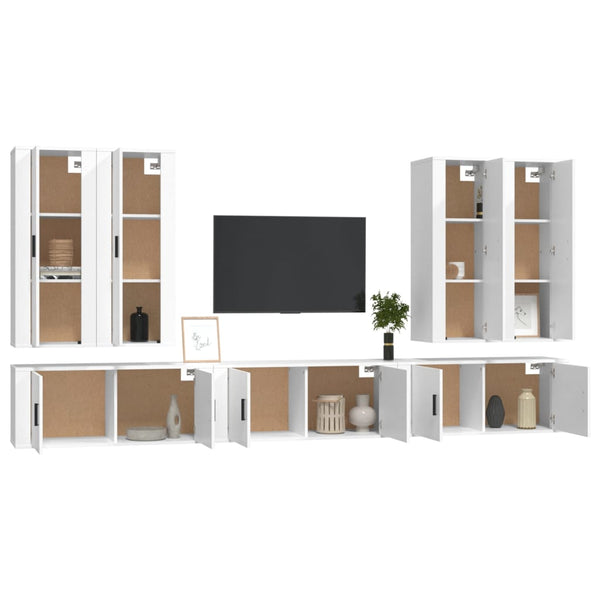 vidaXL 7-Piece TV Cabinet Set White Engineered Wood