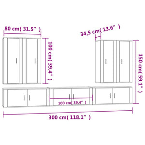 vidaXL 7-Piece TV Cabinet Set White Engineered Wood