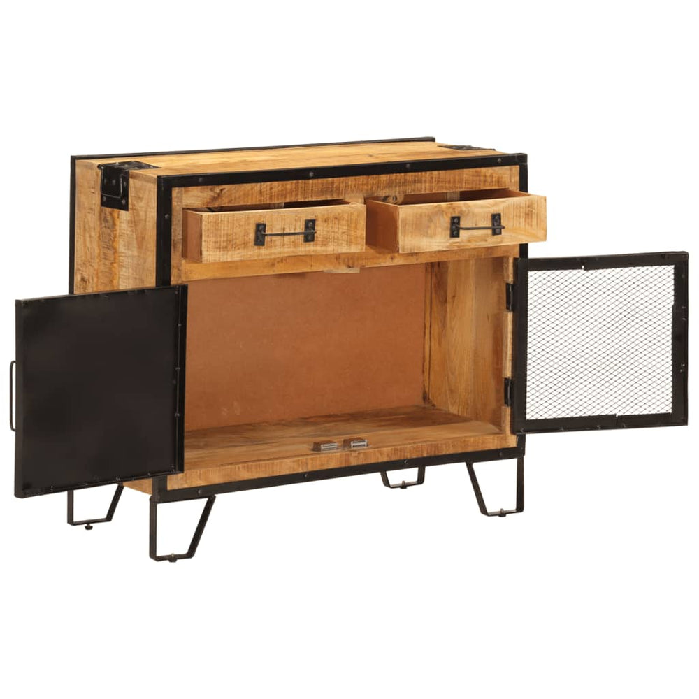 vidaXL Sideboard 80x31x66 cm Solid Rough Mango Wood and Metal