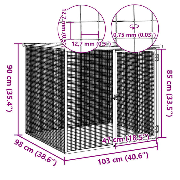 vidaXL Chicken Coop with Roof Anthracite 103x98x90 cm Galvanized Steel