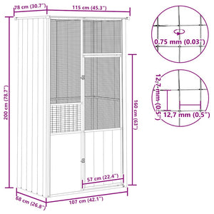vidaXL Aviary Anthracite 115x78x200 cm Galvanized Steel
