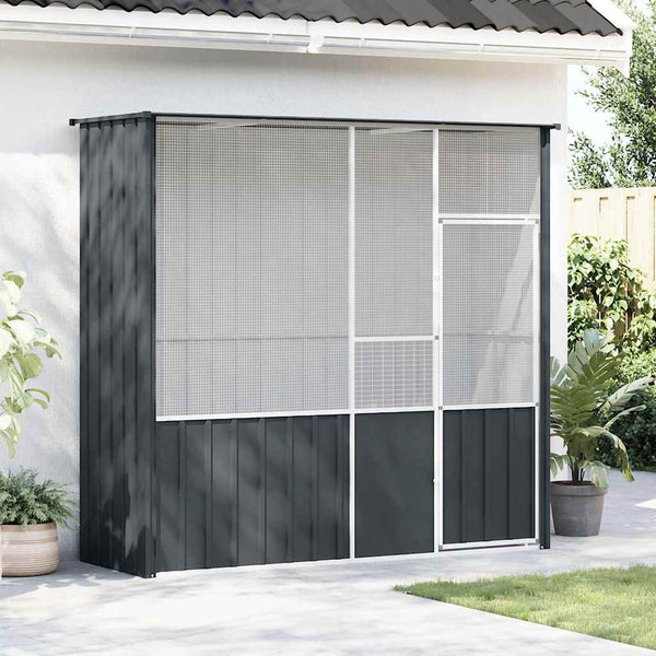 vidaXL Aviary Anthracite 215x78x200 cm Galvanized Steel