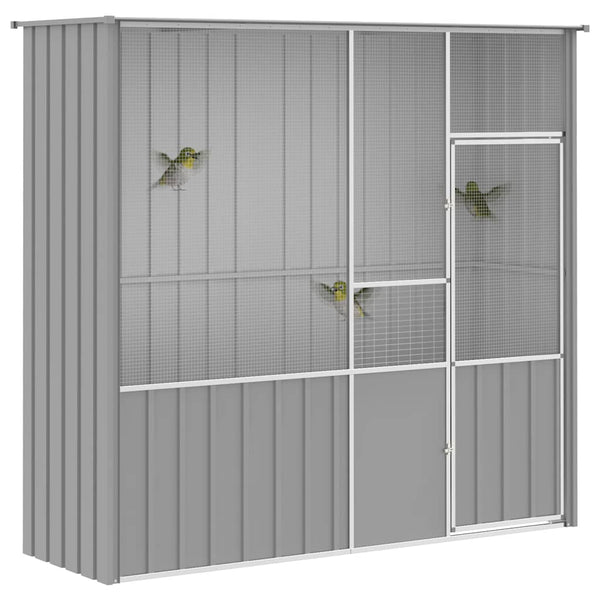 vidaXL Aviary Gray 215x78x200 cm Galvanized Steel