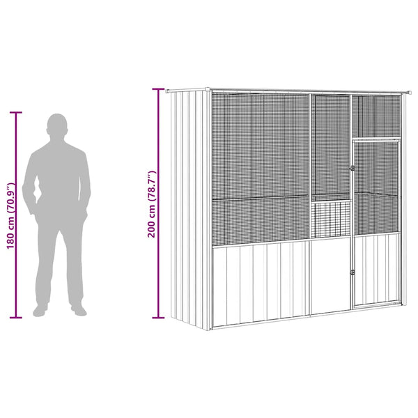 vidaXL Aviary Gray 215x78x200 cm Galvanized Steel