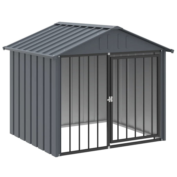 vidaXL Dog Kennel with Roof Black 117x103x102 cm Galvanized Steel