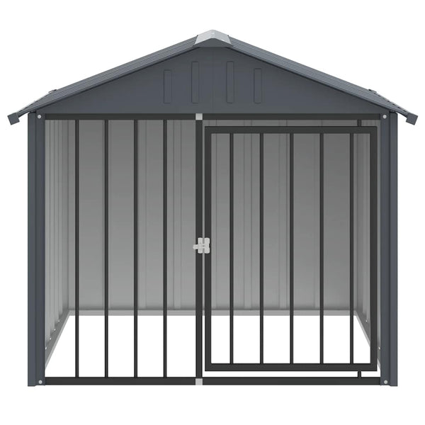 vidaXL Dog Kennel with Roof Black 117x103x102 cm Galvanized Steel