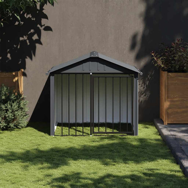 vidaXL Dog Kennel with Roof Black 117x103x102 cm Galvanized Steel