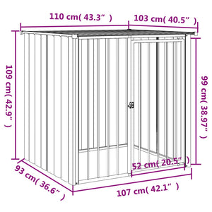 vidaXL Dog Kennel with Roof Black 110x103x109 cm Galvanized Steel
