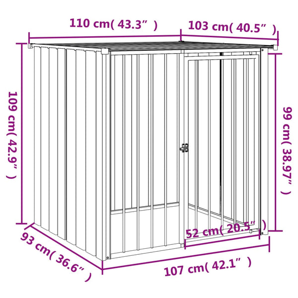 vidaXL Dog Kennel with Roof Black 110x103x109 cm Galvanized Steel
