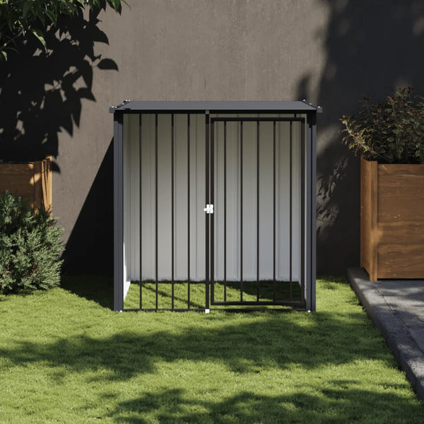 vidaXL Dog Kennel with Roof Black 110x103x109 cm Galvanized Steel