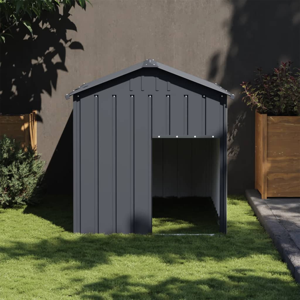 vidaXL Dog Kennel with Roof Anthracite 117x153x123cm Galvanized Steel