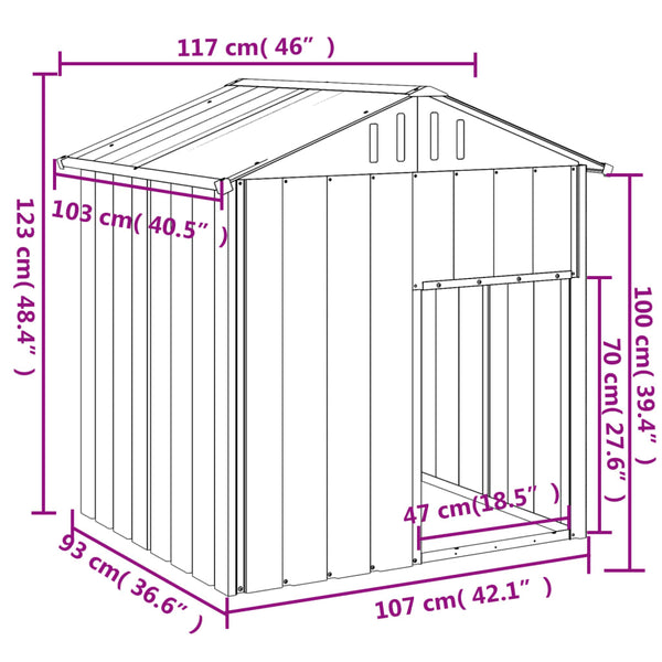 vidaXL Dog Kennel with Roof Anthracite 117x103x123 cm Galvanized Steel
