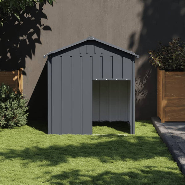 vidaXL Dog Kennel with Roof Anthracite 117x103x123 cm Galvanized Steel