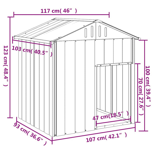 vidaXL Dog Kennel with Roof Light Grey 117x103x123 cm Galvanised Steel