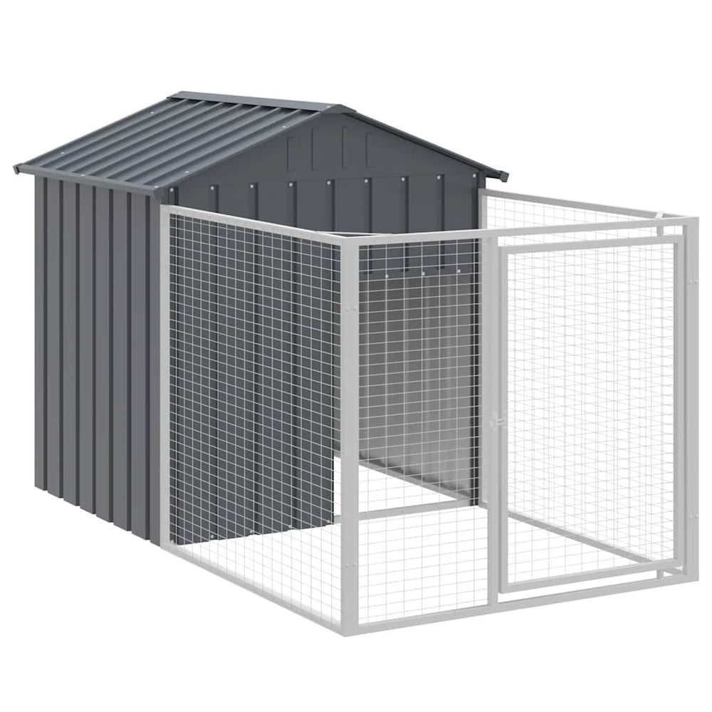 vidaXL Dog Kennel with Run Anthracite 117x201x123cm Galvanized Steel