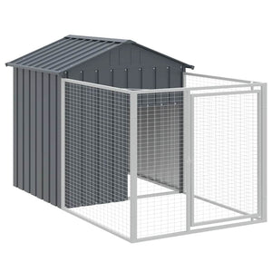 vidaXL Dog Kennel with Run Anthracite 117x201x123cm Galvanized Steel