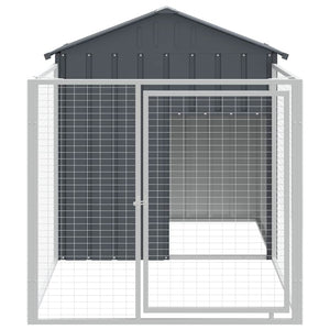 vidaXL Dog Kennel with Run Anthracite 117x201x123cm Galvanized Steel