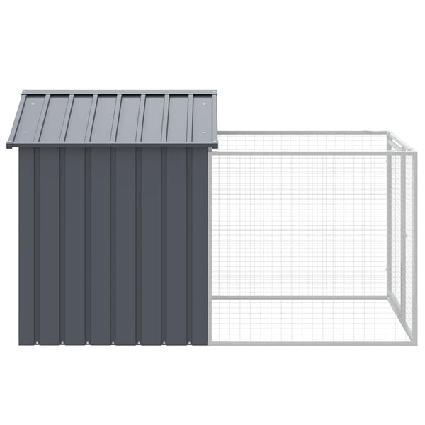 vidaXL Dog Kennel with Run Anthracite 117x201x123cm Galvanized Steel