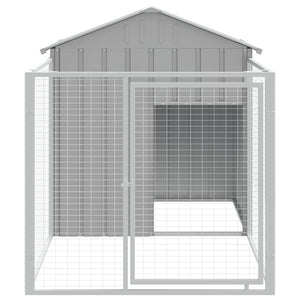 vidaXL Dog Kennel with Run Light Grey 117x201x123 cm Galvanized Steel