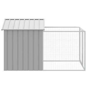 vidaXL Dog Kennel with Run Light Grey 117x201x123 cm Galvanized Steel